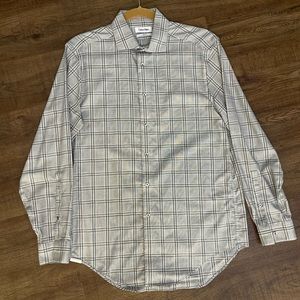 Calvin Klein Men’s Grey Plaid Dress Shirt